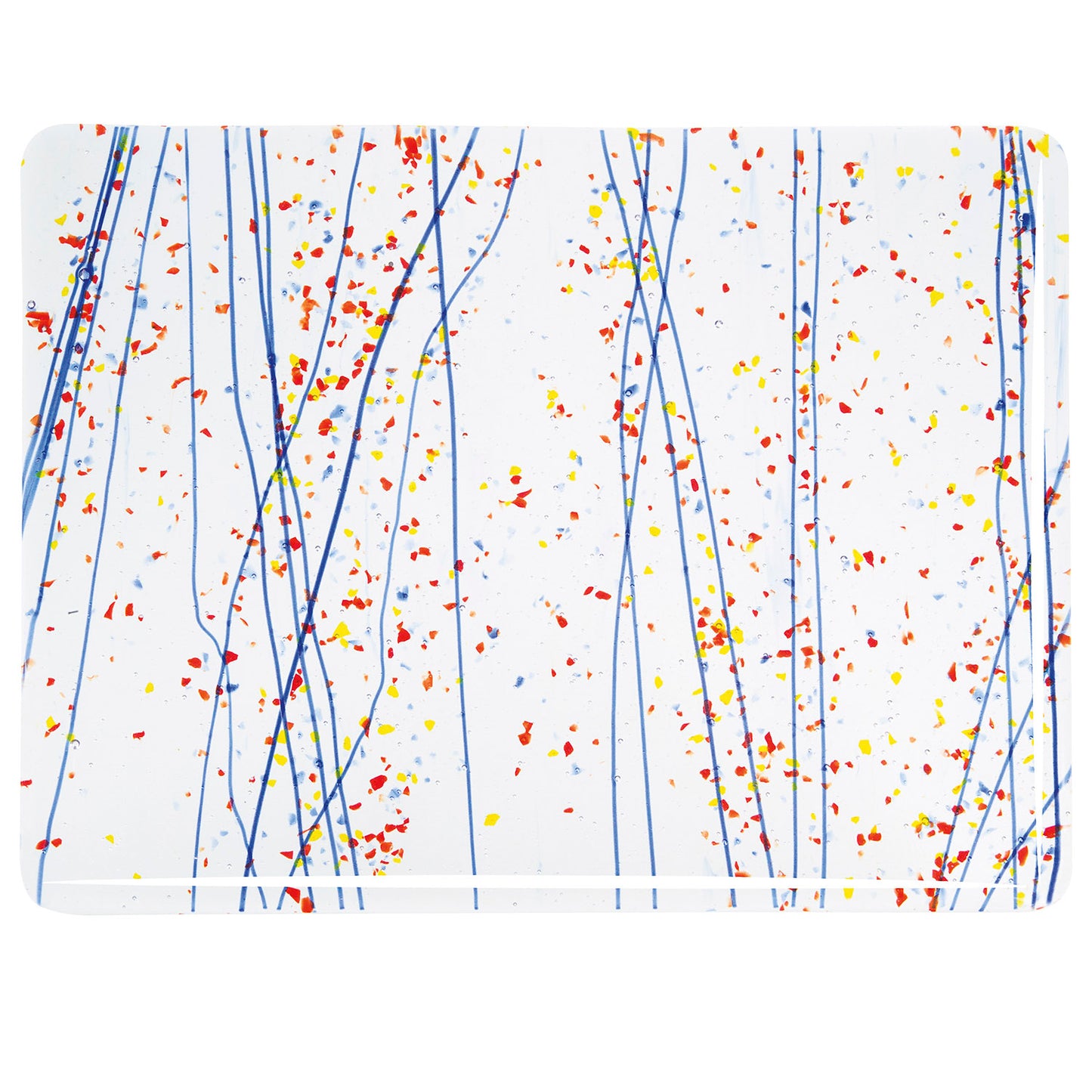 Yellow, Blue, and Red Frit, Blue Streamers Clear Base Collage