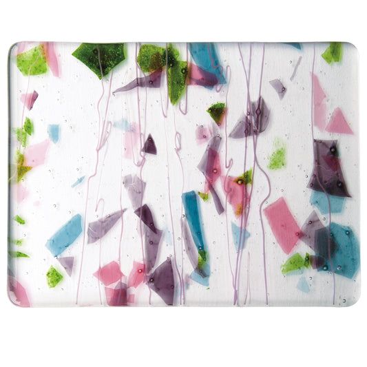 Deep Pink, Plum, Spring Green, Aqua (with Pink Streamers) on Clear Clear