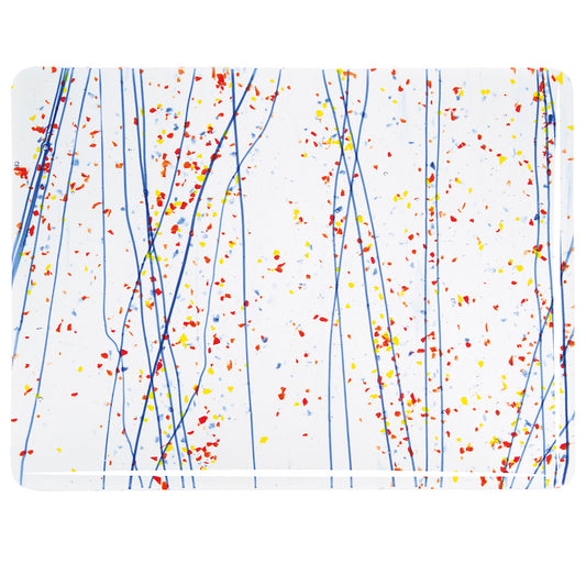 Yellow, Blue, and Red Frit, Blue Streamers Clear Base Collage